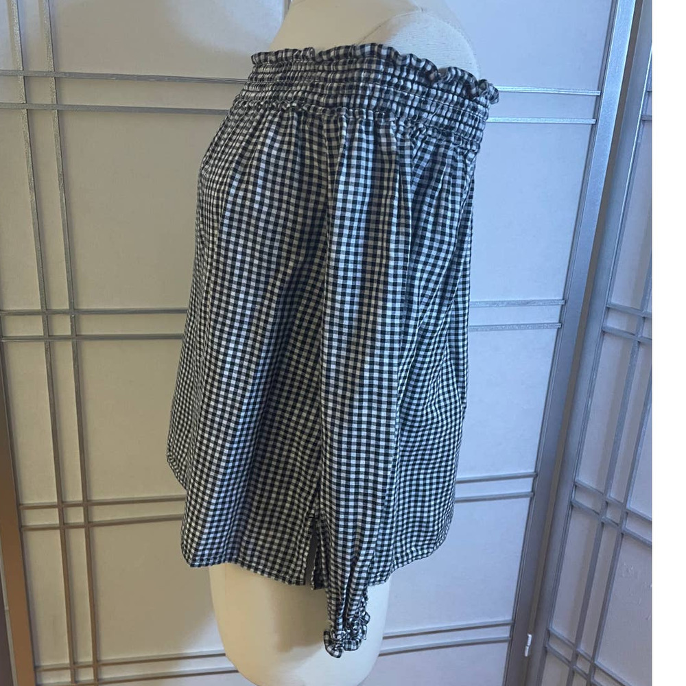 *Rag & Bone Checkered Off the Shoulder Top Smocking Black&White Size Small - Picture 4 of 9